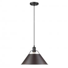  3306-L BLK-RBZ - Orwell 14" Wide Large Pendant in Matte Black with Rubbed Bronze